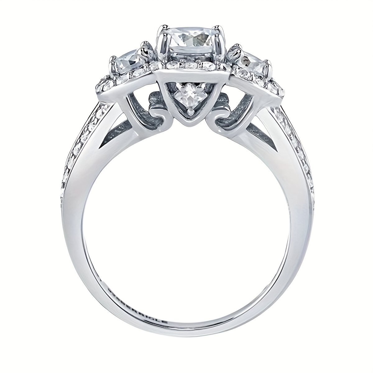3 Lab Moissanite Ring S925 Sterling Silver Ring